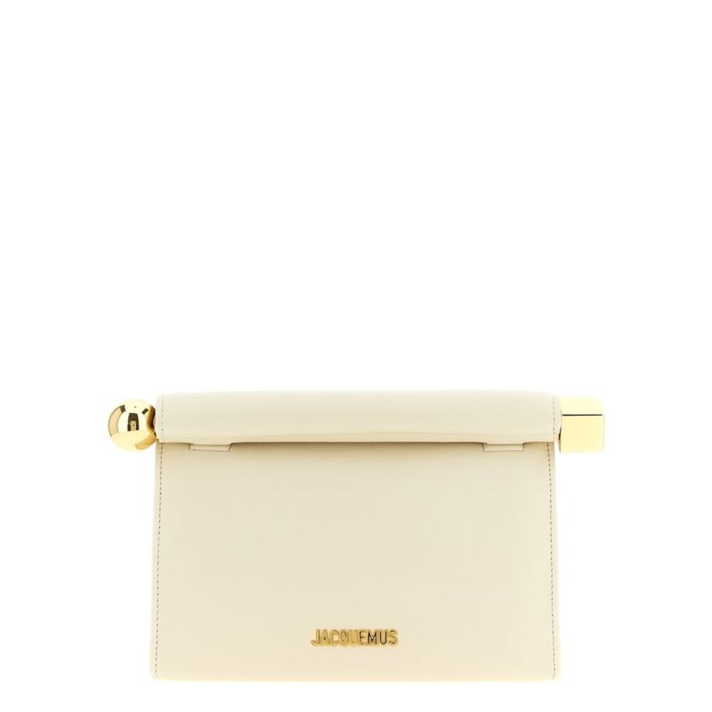 Jacquemus White Lamb Leather Clutch Women's Bag